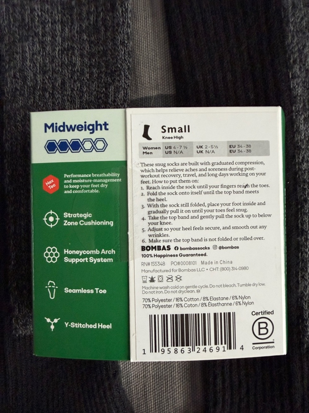 Bombas Performance Compression Knee High Socks in Black size Small - Picture 3 of 3